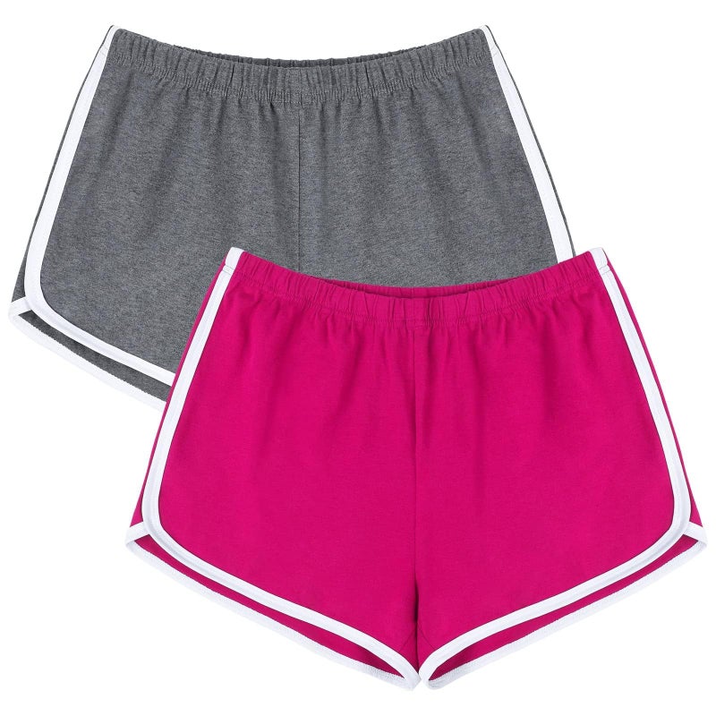 URATOT Women's Cotton Shorts Gym Shorts Yoga Shorts Summer Running Active Shorts Dance Elastic Shorts, Pack of 2 - Image 1